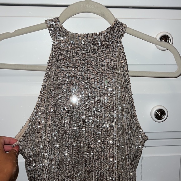 Champagne Sequin High Neck Tank Top - Picture 2 of 5